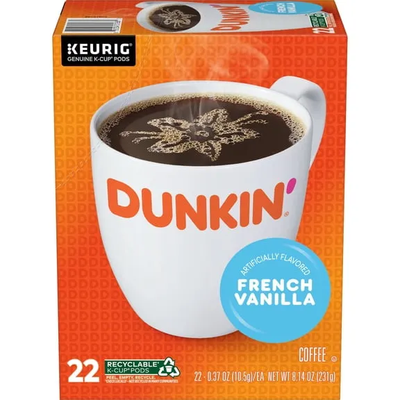 Best seller, Dunkin French Vanilla Artificially Flavored Coffee, Keurig K Cup Pods, 22 Count Box