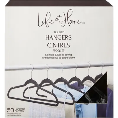 Non-Slip Flocked Hangers 50-Pack