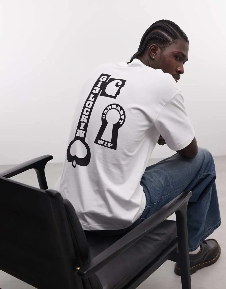 Carhartt WIP vestige lock back print t-shirt in white