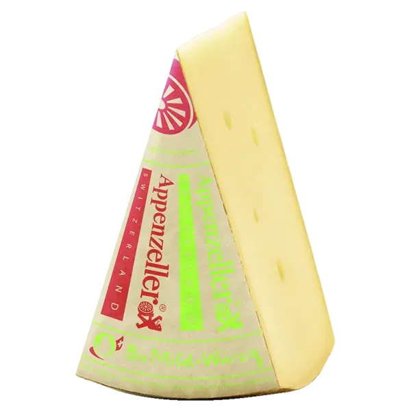Bio Appenzeller, Allgäuer Chilikäse Deut. Schnitt-/ Schweizer Hartkäse 48/50 % Fett i. Tr., mild-würzig 100 g