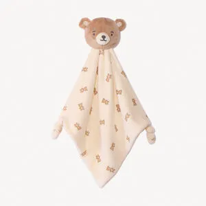 Doudou plat ourson en velours imprimé pour bébé