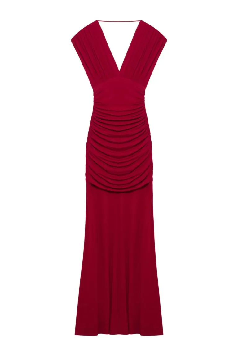 Norvelle Draped Jersey Gown - Rød
