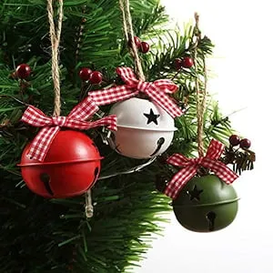 3 piezas de adornos navideños de cascabel rojo, blanco y verde, suministros de fiesta de Navidad para decoraciones de árboles de Navidad