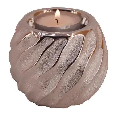 Teelichthalter - silber - Ø 8 cm