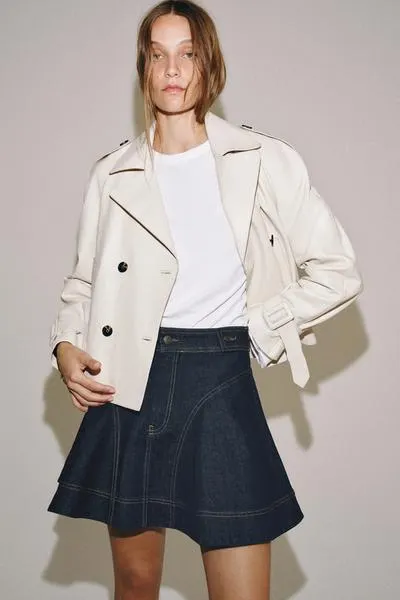 ZW COLLECTION POPLIN MIDI SKIRT