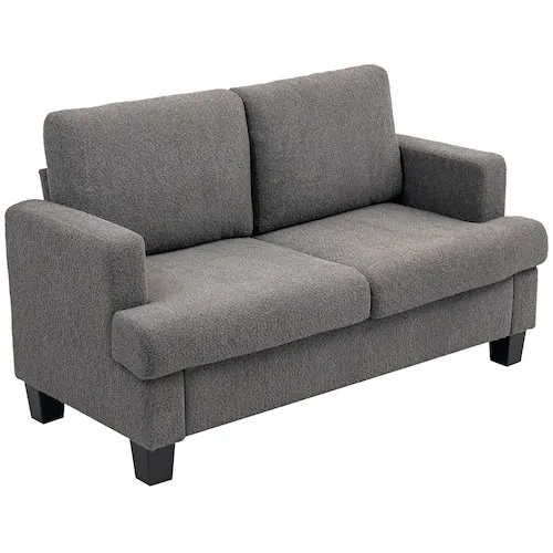 Upholstered Loveseat Sofa with Solid Wood Frame, Dark Grey