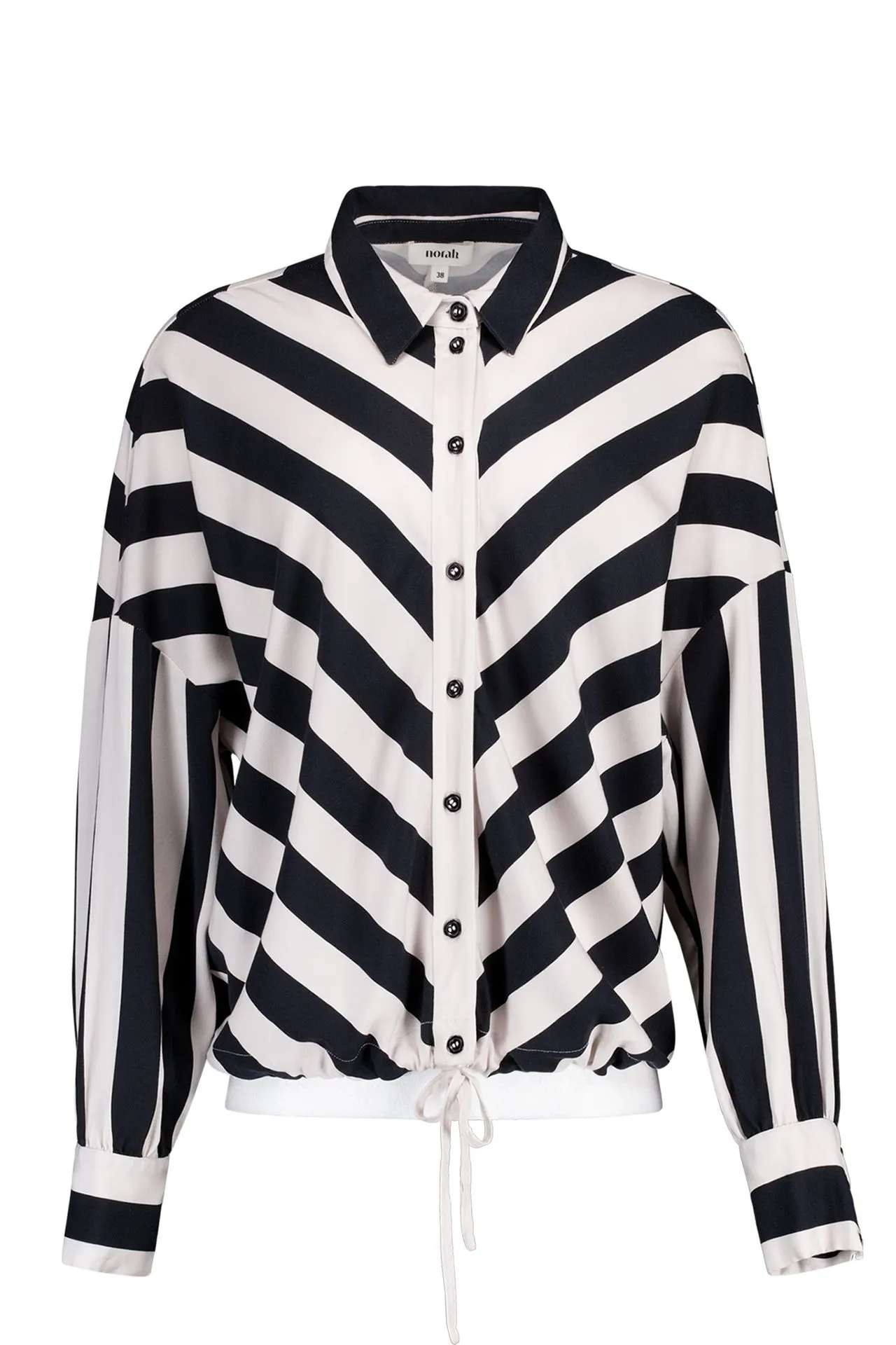 Zwart/ecru gestreepte blouse