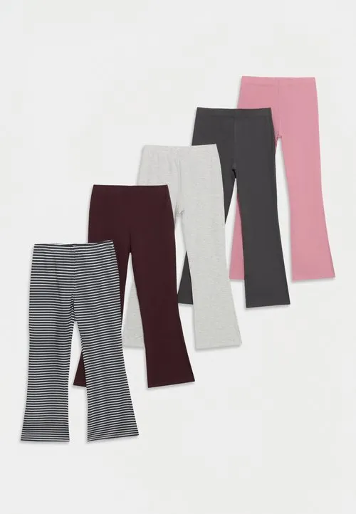 5 PACK - Leggings - mottled grey/dark grey/bordeaux