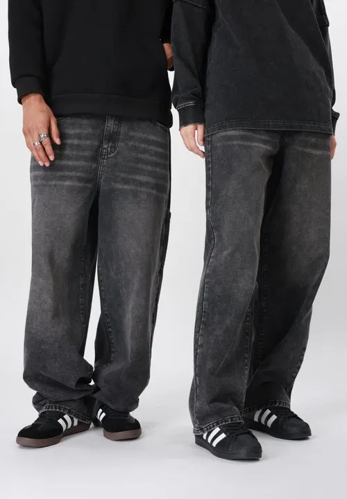 UNISEX CARPENTER - Baggy jeans - black wash