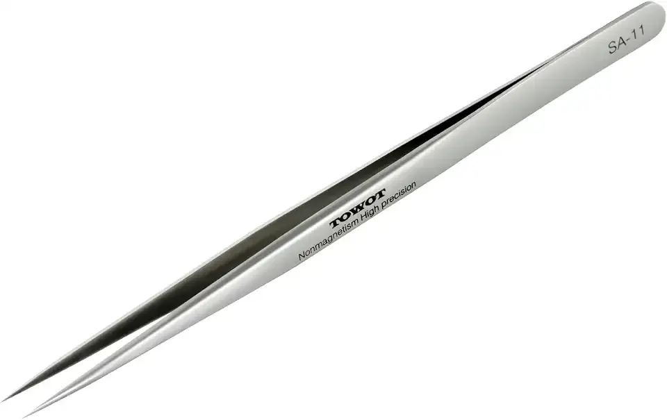 TOWOT Precision Tweezers, Stainless Steel Pointed Tweezers for Craft, Electronics, Soldering, Experimental Work, Jewelry-Making, Non-Magnetic Industrial Tweezers