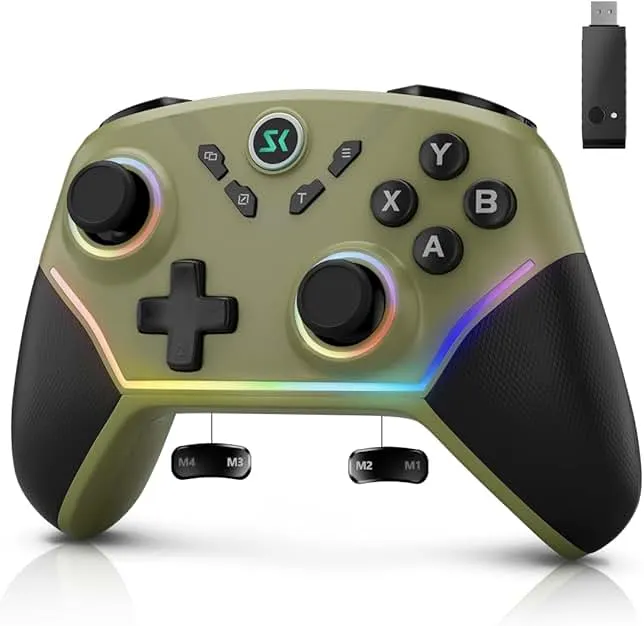 Multi-Platform Wireless Controller, PC Gaming Controller with 2.4G Adpater/Hall Joysticks/Hall Triggers/1200 mAh Battery/4 Programmable Buttons/RGB Lighting, Compatible with PC Windows 7/8.1/10/11, Switch/OLED/Lite, iOS, Android, Steam-A…