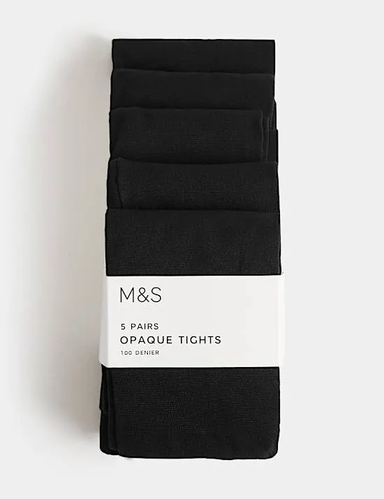 5 Pack 100 Denier Tights