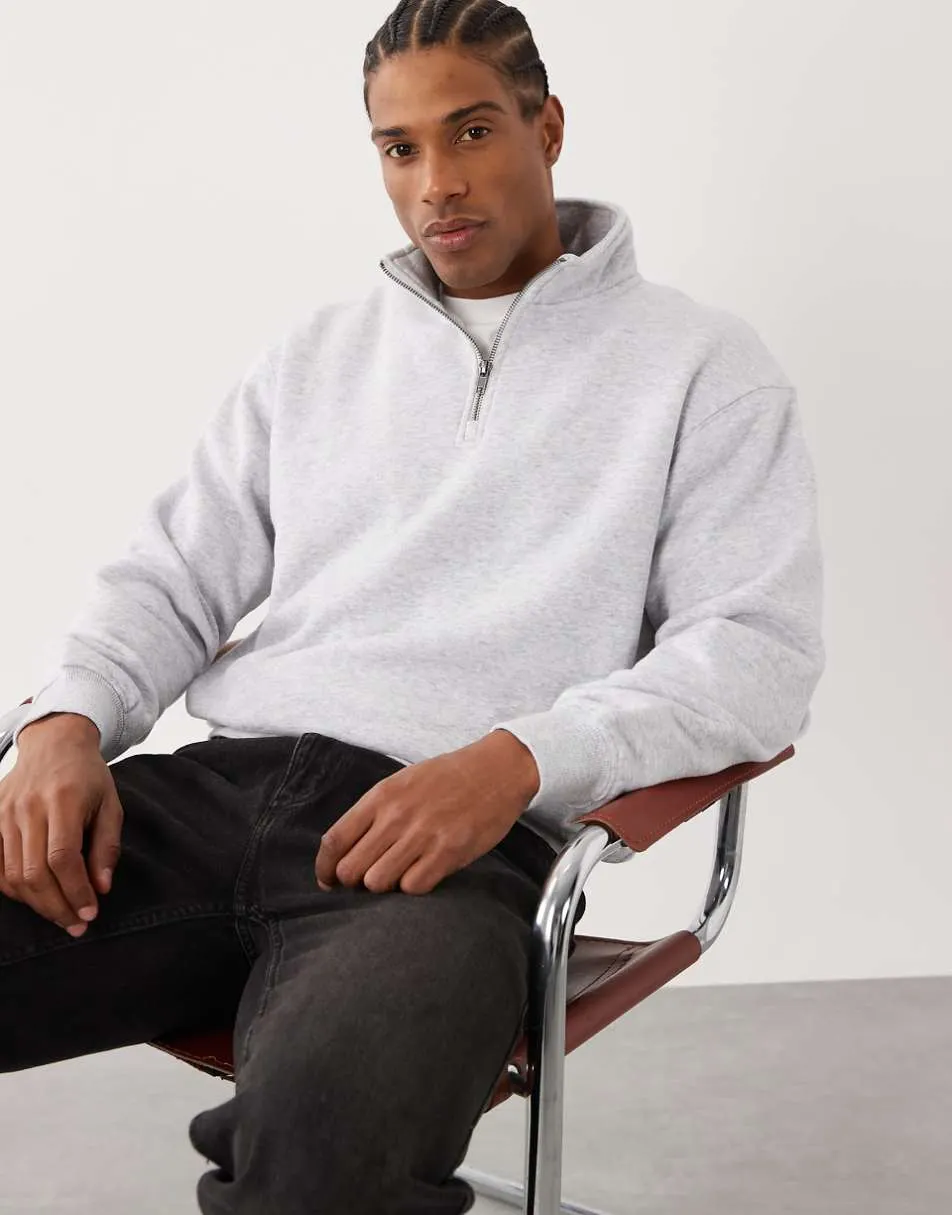Cotton On 1/4 zip fleece sweatshirt in grey