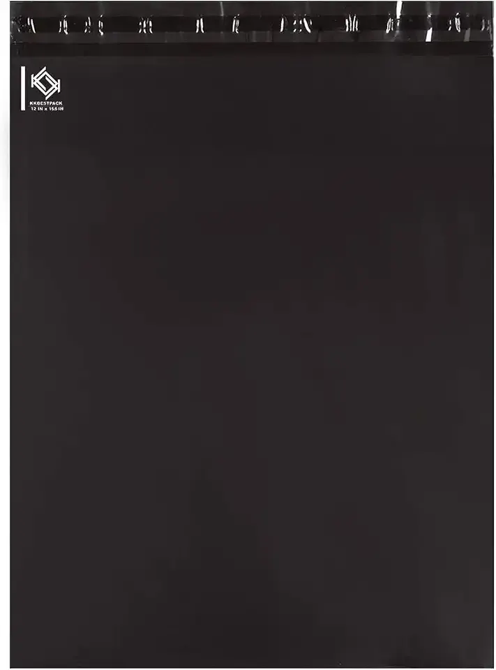KKBESTPACK Black Poly Mailers 12x15.5 in, Shipping Bags, 100 Pcs | Shipping bags for clothes and mailing bags for packing shirts, hoodies, and apparel.