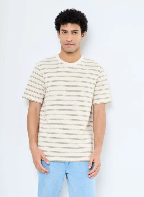 T-shirts met korte mouwen ONSIAN REG SS STRIPE STRUCT TEE heren beige
