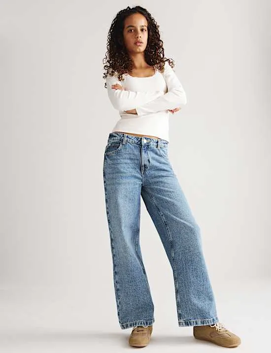 Denim-Jeans mit weitem Bein (6–16 Jahre)