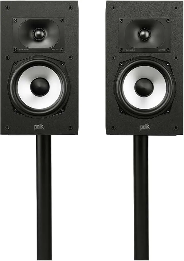 Polk Monitor XT20 Pair of Bookshelf or Surround Sound Speakers - Hi-Res Audio Certified, Dolby Atmos & DTS:X Compatible, 1" Terylene Tweeter & 6.5" Dynamically Balanced Woofer (Pair, Midnight Black)