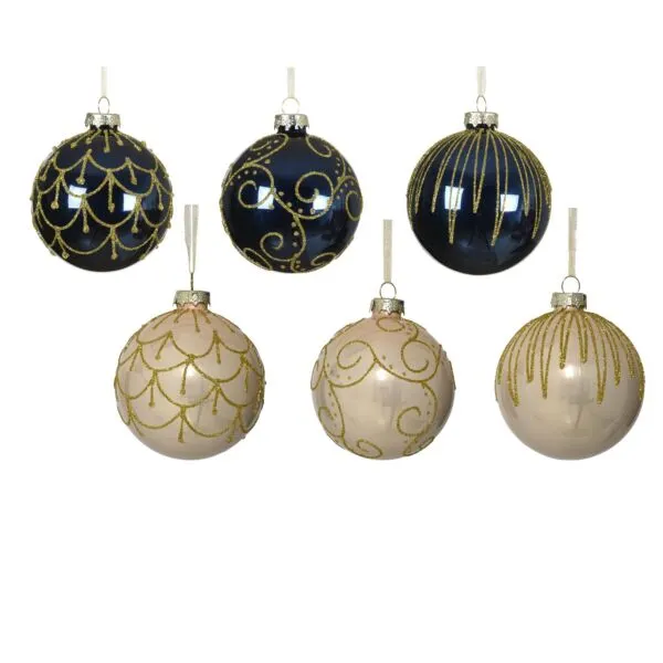 Decoris gedecoreerde glaskerstballen multi 8cm set van 6
