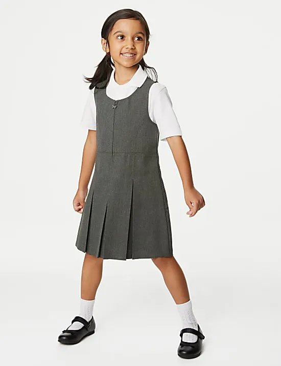 Girls' Pleated School Pinafore (2-12 Yrs)