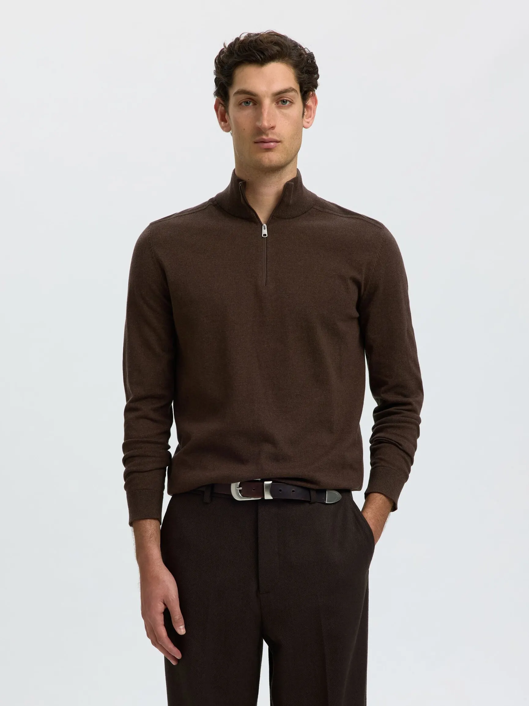 HALV GLIDELÅS STRIKKET PULLOVER