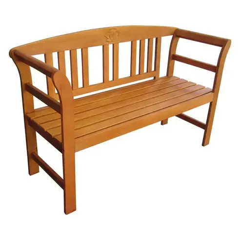 2-Sitzer Gartenbank SAN JOSE - Eukalyptus massiv - mit Rosengravur