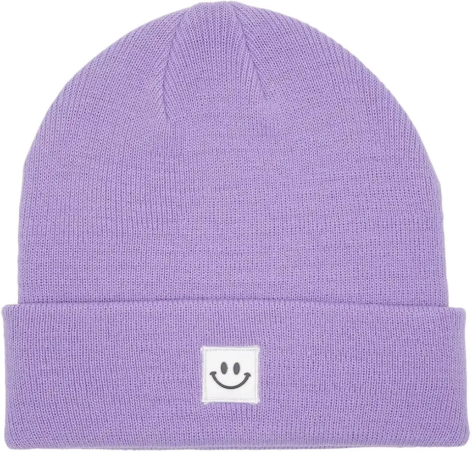 Knit Beanie Hat with Smile Face for Men/Women