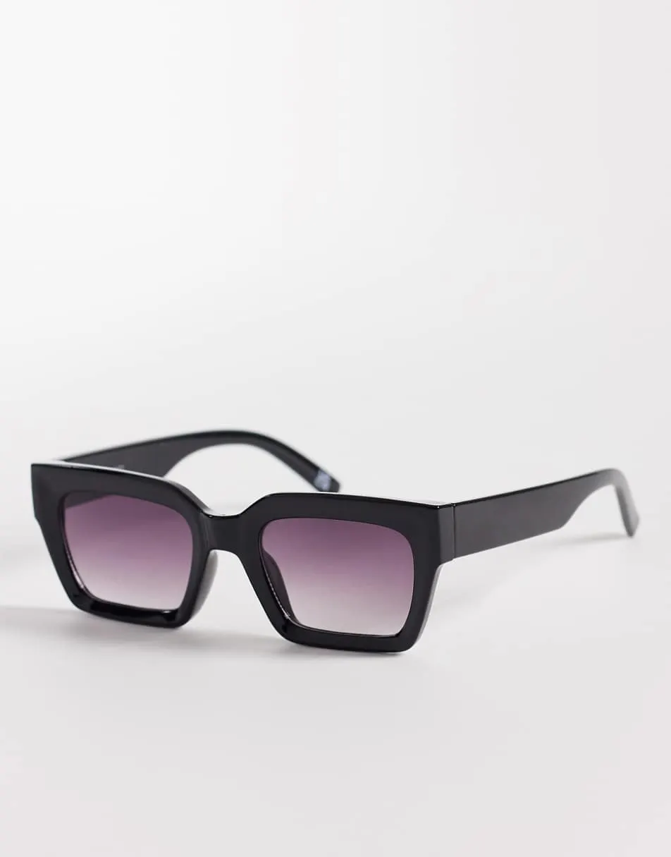 ASOS DESIGN bevel square sunglasses in black