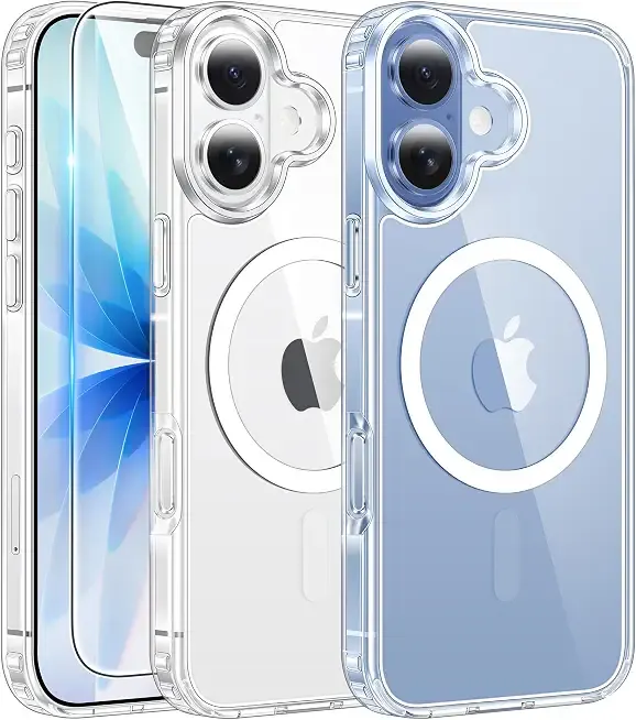 FNTCASE for iPhone 17 Phone Case Compatible with Magsafe Clear Phonecase | Screen Protector, Military Grade Drop Protection, Slim Magnetic Phone Cases, Shockproof Bumper, Transparent Cell Cover