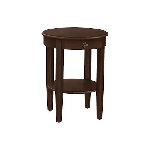 Monarch Specialties Accent Table, 2 Tier, End, Side Table, Round, Nightstand, Bedroom, Lamp, Brown Veneer, Transitional