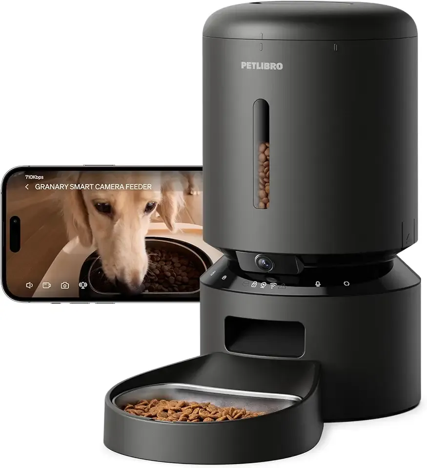 PETLIBRO Automatic Cat Feeder with Camera, 1080P HD Video with Night Vision, 5G WiFi Pet Feeder with 2-Way Audio, Low Food & Blockage Sensor, Motion & Sound Alerts for Cat & Dog Single Tray