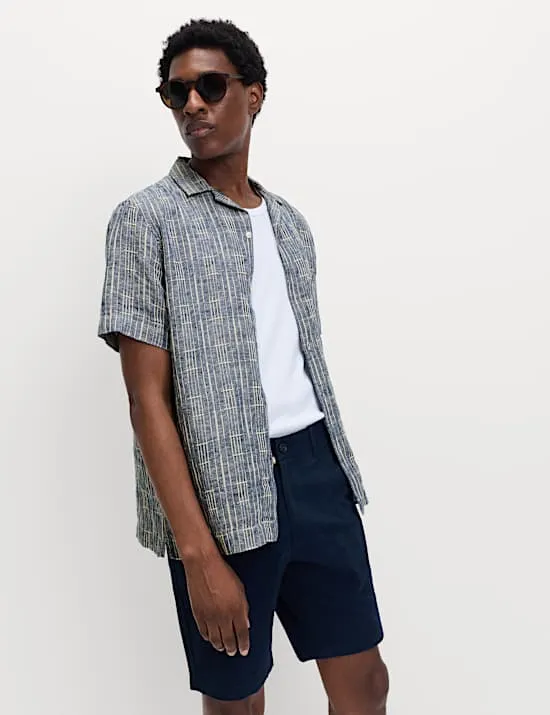 Regular Fit Linen Rich Printed Shirt