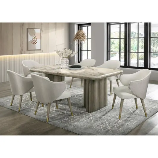 Palace (7-Piece) Dinner Table Set by Best Home - Beige/Gray