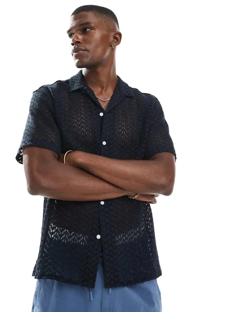 Jack & Jones textured shirt in navy