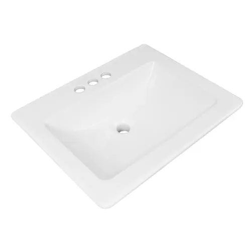 Rectangular 21 in. W Viterous China Drop-In Sink Bathroom Sink in White
