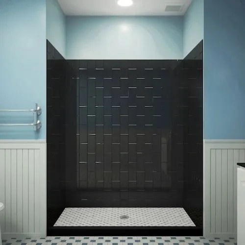 DreamLine QWALL-VS 56-60 in. W x 41-1/2 in. D x 76 in. H Alcove 3-Piece Tub or Shower Surround Kit in Black