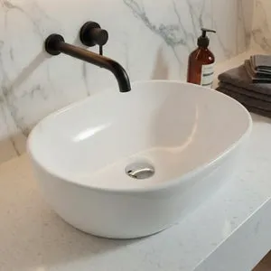 Lavabo sobre encimera porcelana blanca CASTILLA 480X350X140 mm.