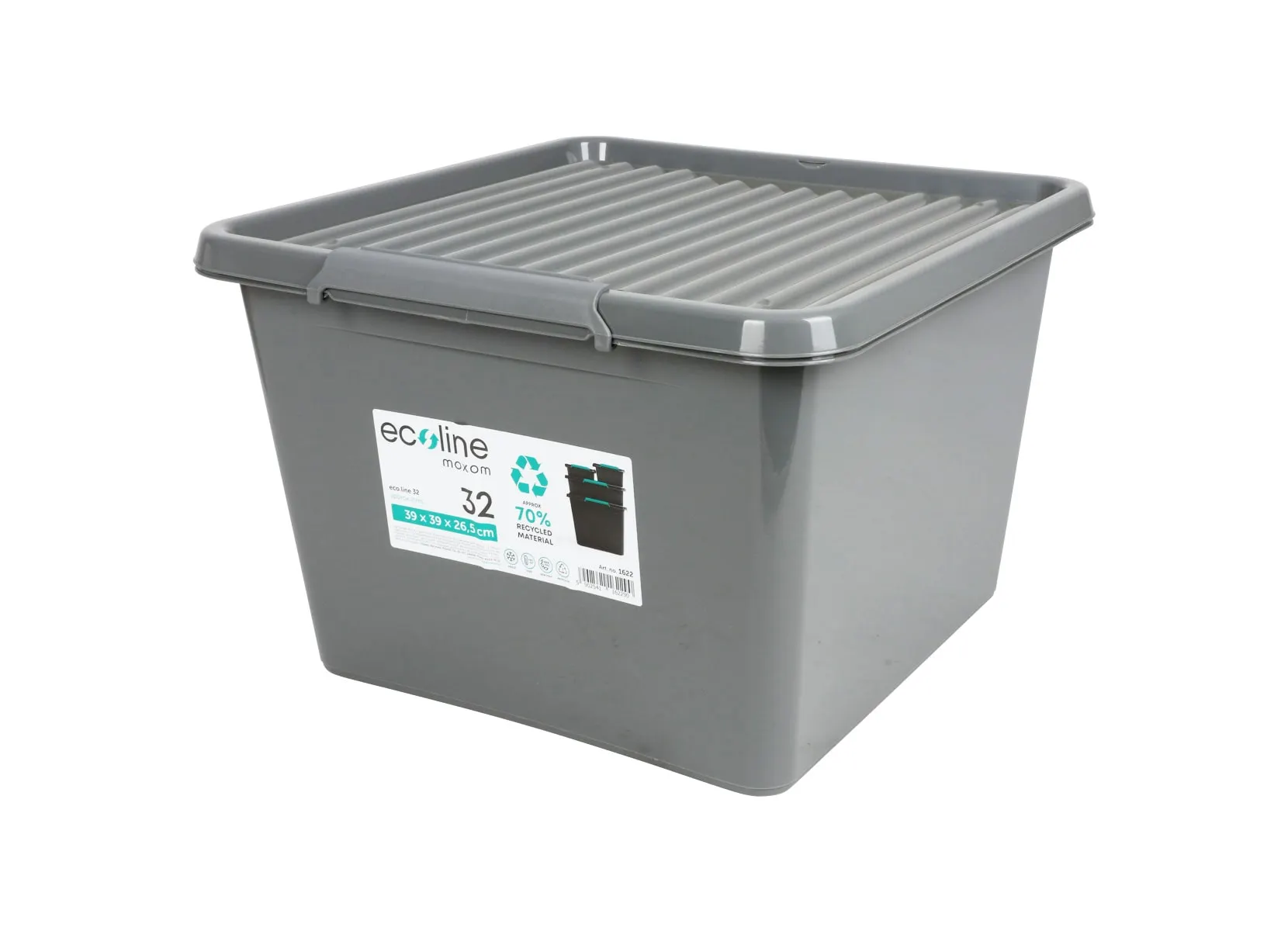 Aufbewahrungsbox Recycled mit Deckel 32L Grau