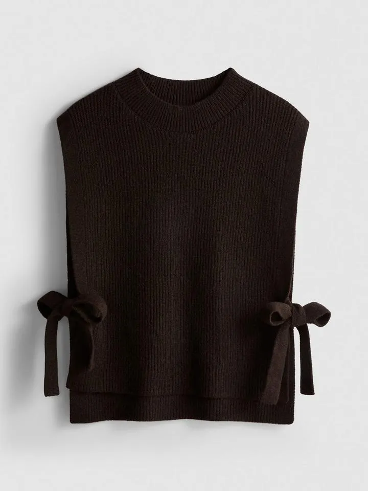 Pull sans manches en maille côtelée