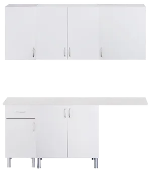 Mueble lavadero en kit Basic New blanco 180cm con 4 muebles altos y 3 bajos