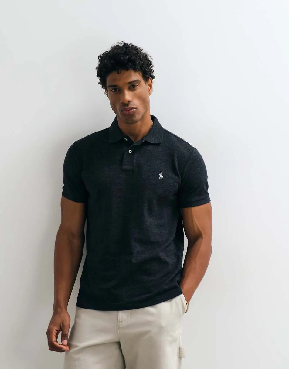 Polo Ralph Lauren icon logo custom slim fit pique polo in dark grey