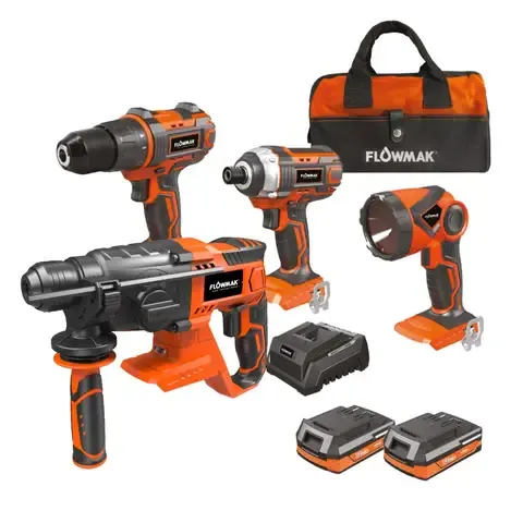 Kit Taladro 13mm Atornillador Linterna y rotomartillo