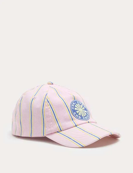 Kids' Pure Cotton Striped Badge Cap (3-13 Yrs)
