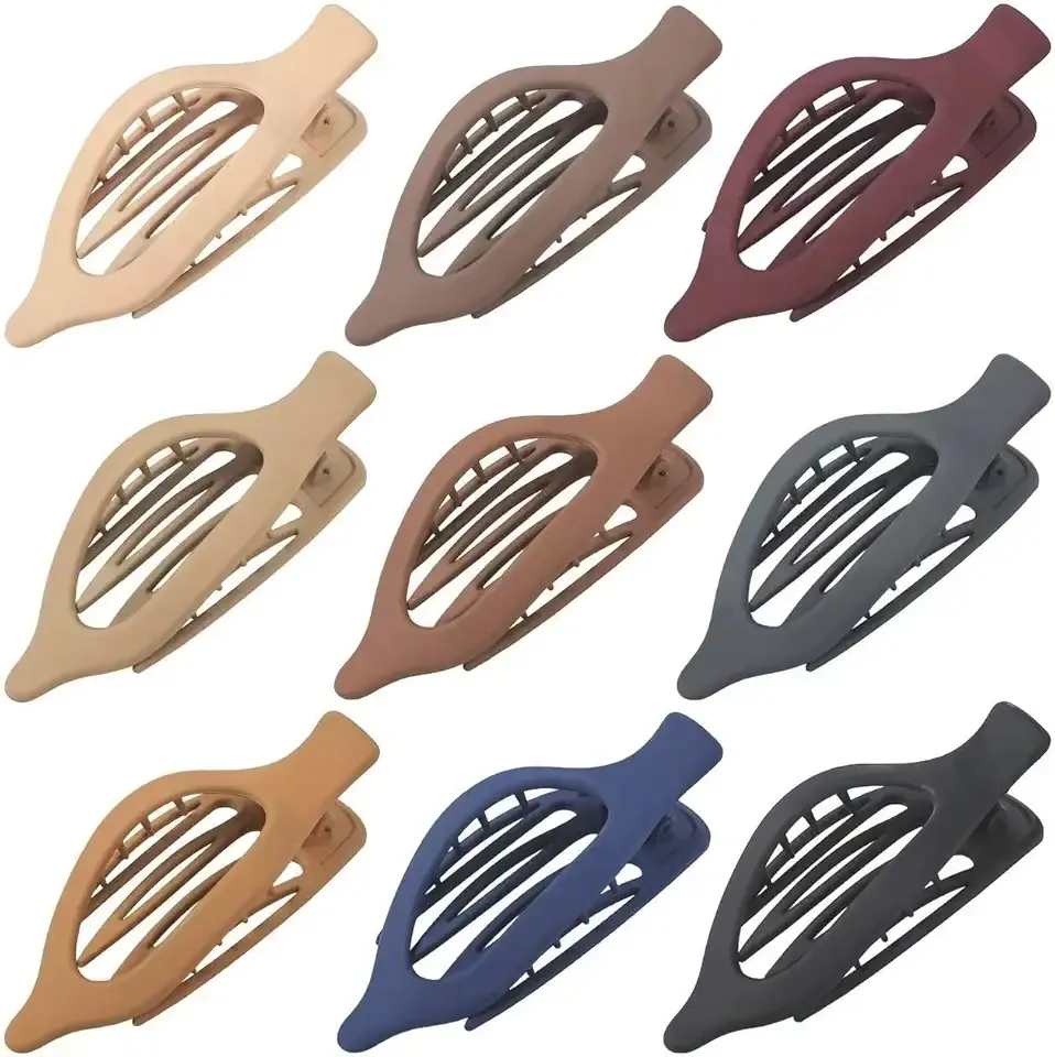 9 Pack Flat Hair Clips for Women, Matte Claw Clips for Thick & Thin Hair (Multicolor)