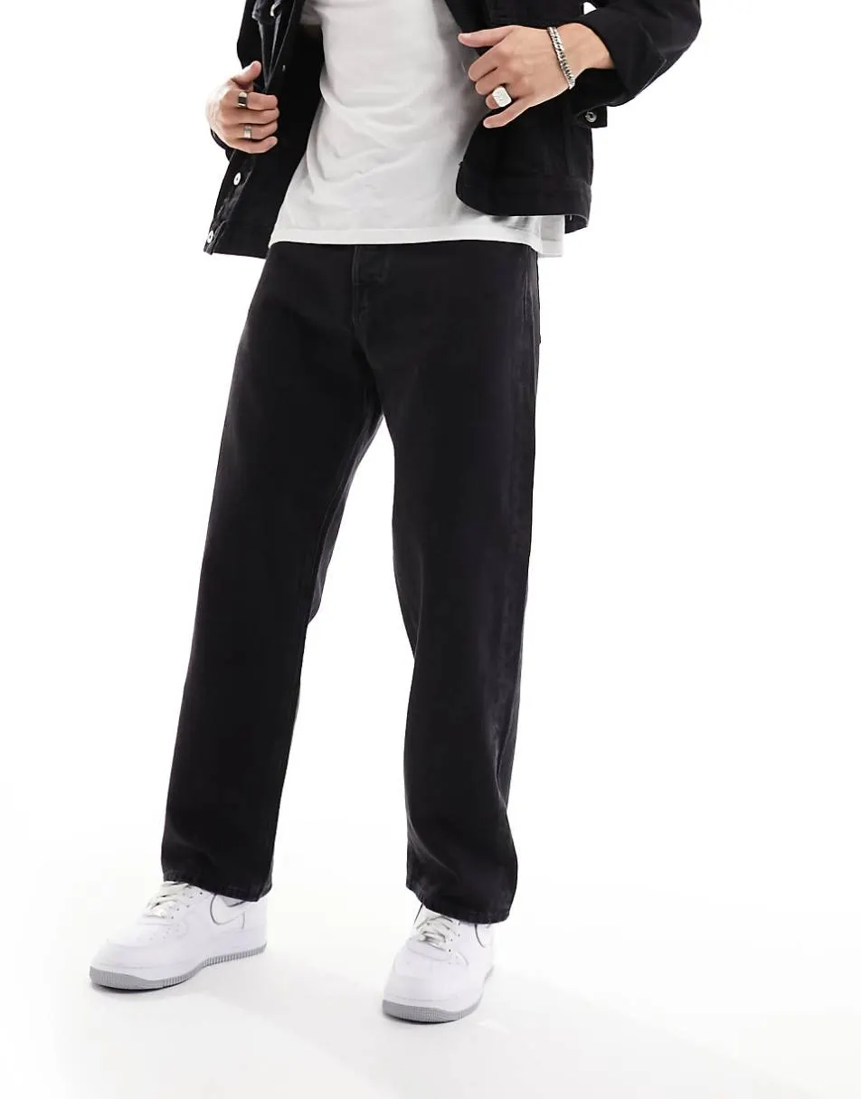 Jack & Jones Alex baggy fit rigid jeans in black