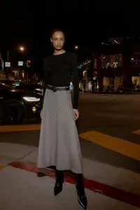 CHECKED MIDI SKIRT WITH BELT