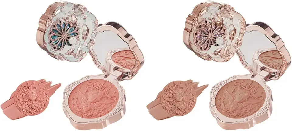 Flower Knows Little Angel Cream Blush Set,Muted Red Hydrating Blush for Cheeks,Buildable & Blendable Dewy Face Makeup,Soft Long-Lasting Cute Make Up(03 Paradise Poet+05 Fingertip Stellar)