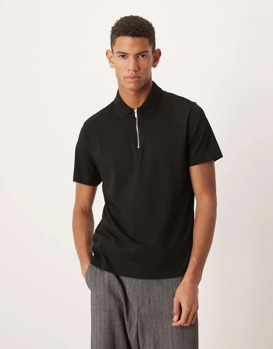 ASOS DESIGN Premium SUPIMA® Cotton polo in black​