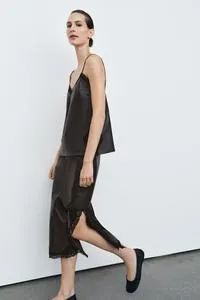 100% LEATHER LACE SKIRT ZW COLLECTION LIMITED EDITION