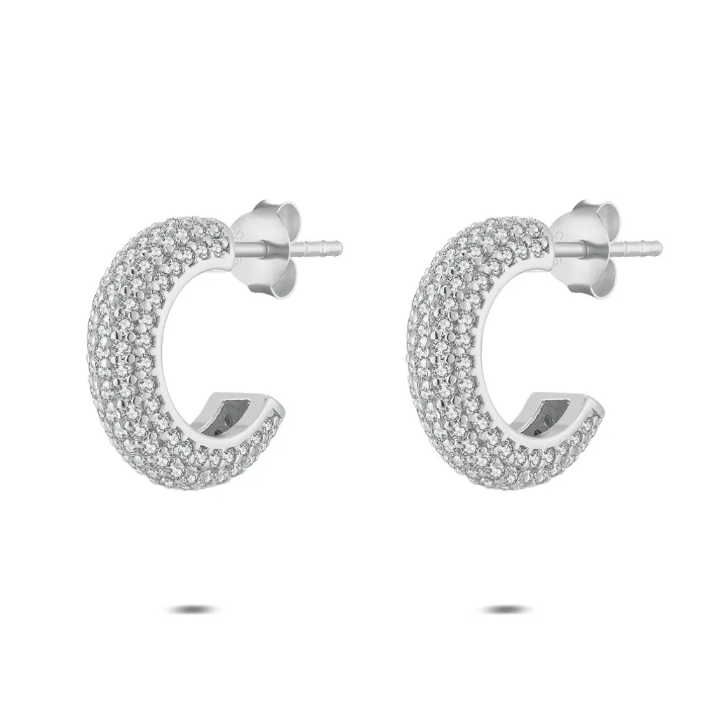 Oorbel in zilver, met zirkonia