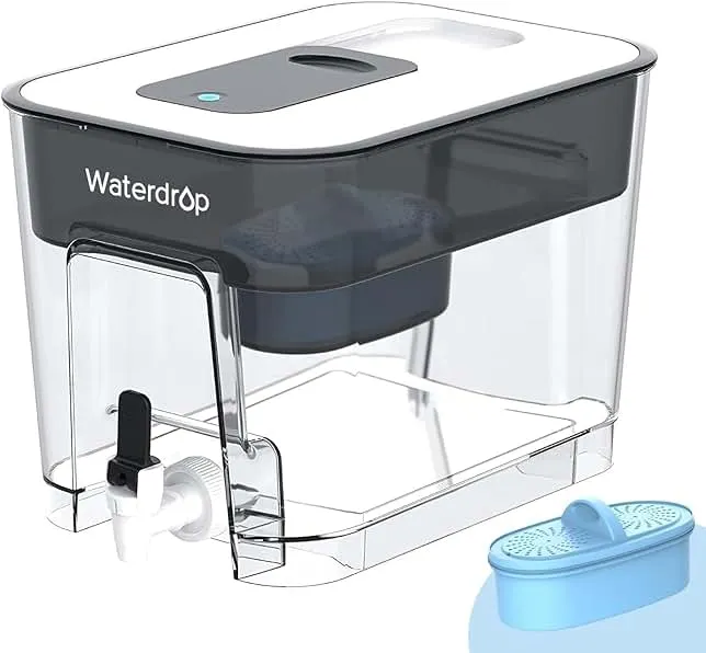 Waterdrop WFD-22L-A Alkaline Water Filter Dispenser, Large 40-Cup Water Filter Pitcher, Healthy, Clean & Toxin-Free Mineralized Alkaline Water, 100-Gallon, BPA Free, Black